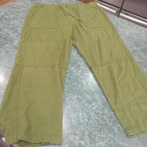 Swell 100% Rayon Green Cargo Comfort Pants Women's 8 Medium Boho Beachy Safari